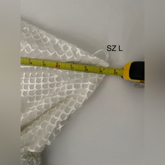 RAMY BROOK Tamar One Shoulder Textured Blouse Ivory scale Satin Ribbon - Picture 9 of 14